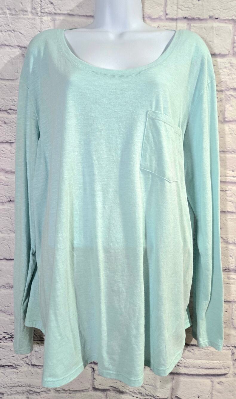 A.N.A. Light Blue Slub Knit T Shirt XXL Plus Lightweight Soft Long Sleeves